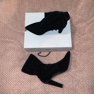 Black velvet ankle boots